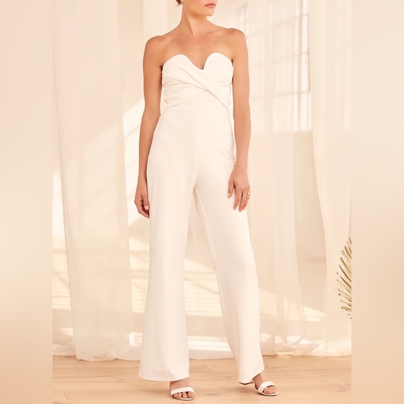 NWT Lulu’s Total Confidence White Strapless Jumpsuit - Picture 3 of 4